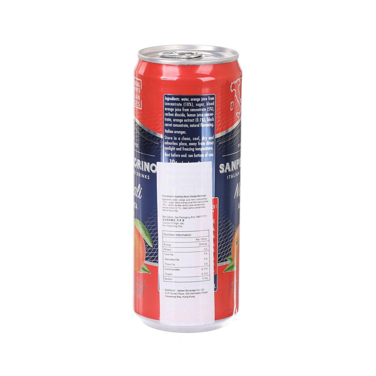SAN PELLEGRINO sparkling blood orange beverage can, 330 mL, side label panel