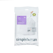 SIMPLEHUMAN R-type trash bags 10L, 20-count, white package with purple badge