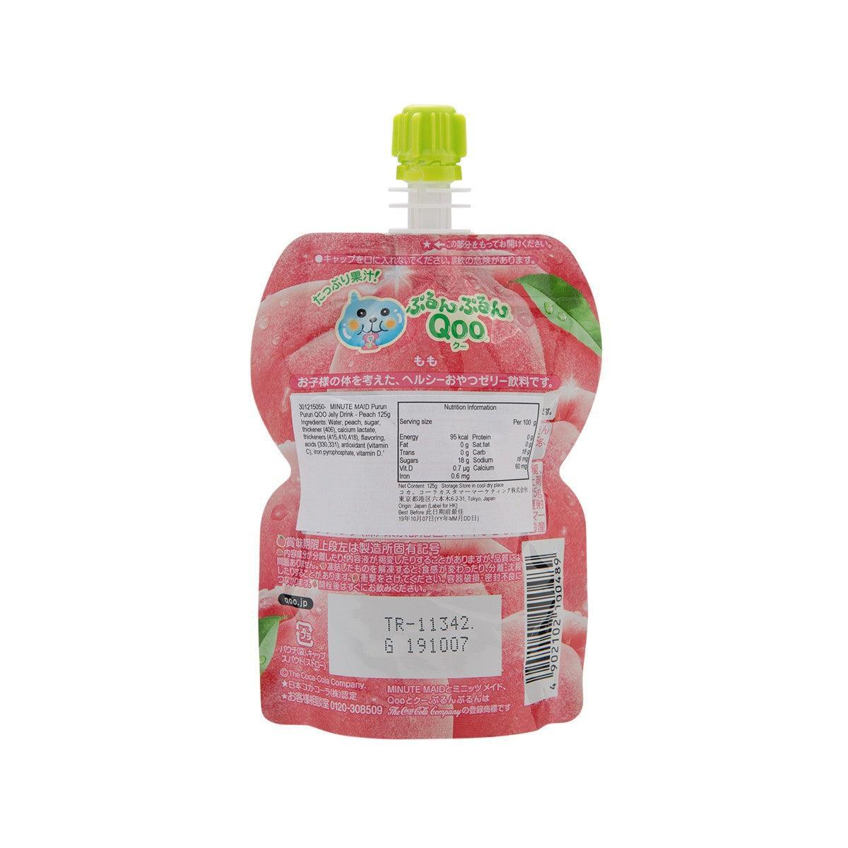 MINUTE MAID Purun Purun QOO peach jelly drink pouch, back with barcode