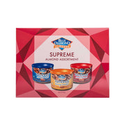 Blue Diamond Supreme almond assortment gift box with three assorted canisters