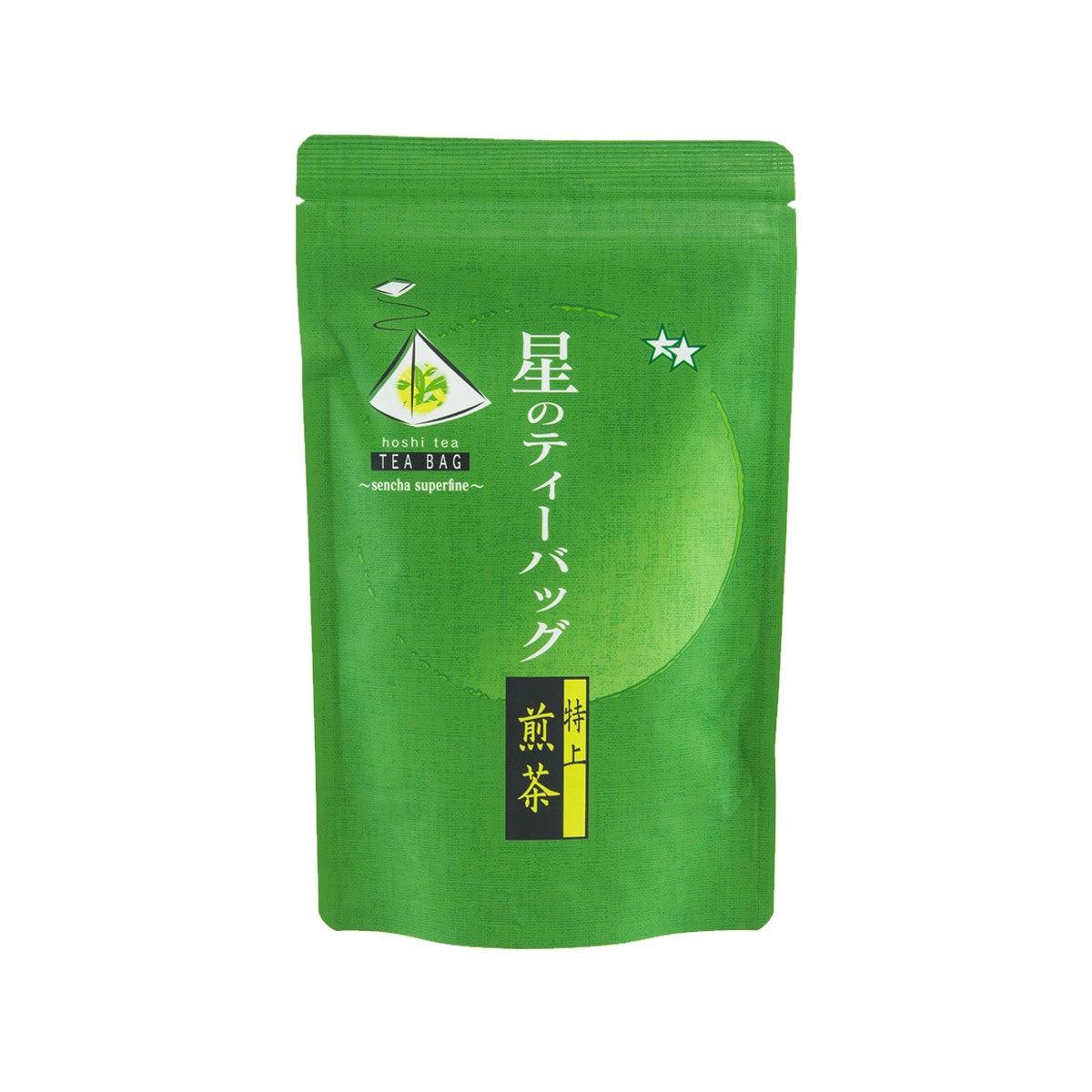 HOSHINO sencha green tea bag pouch, resealable green pack front