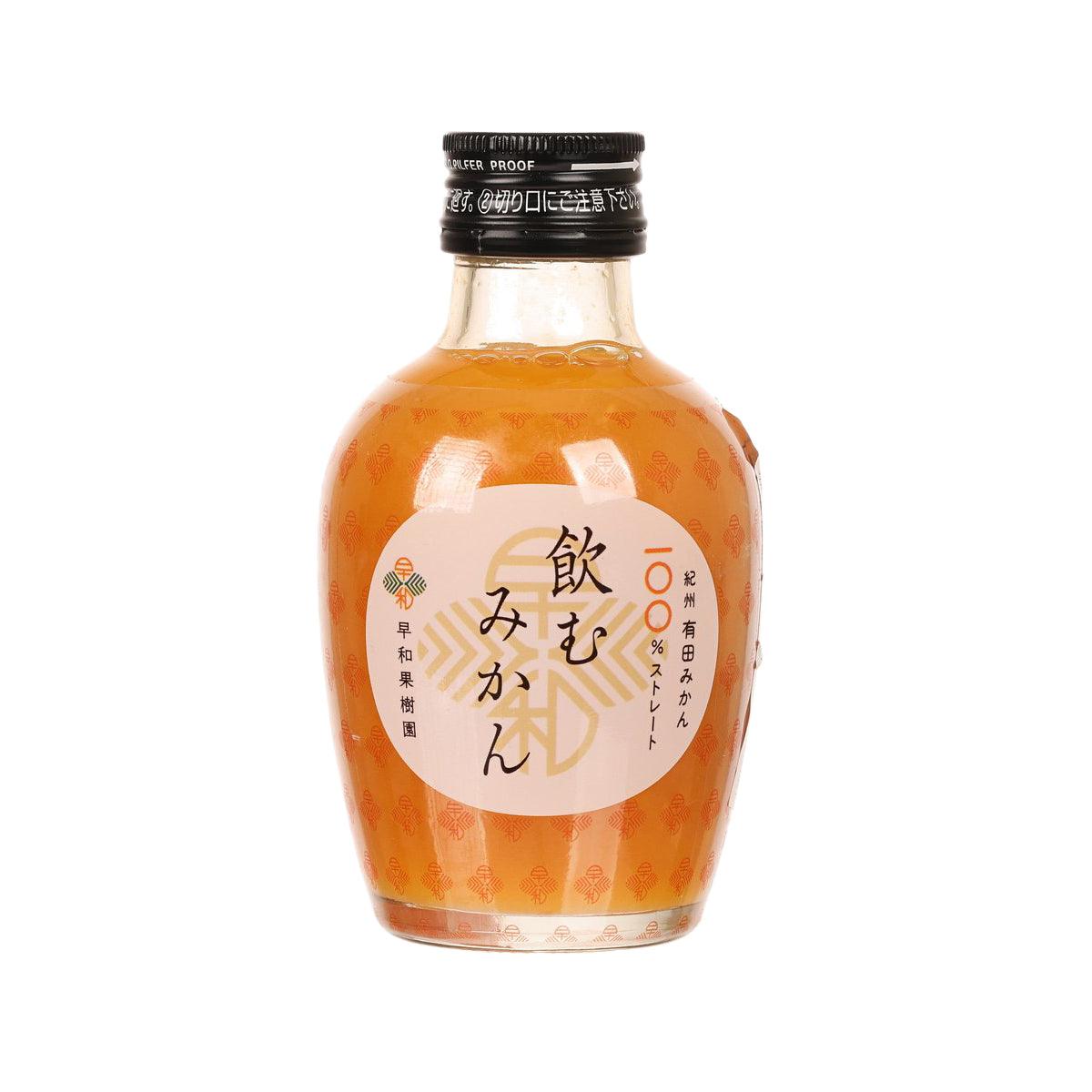 Mikan juice in amber glass bottle with black cap, 180 mL.