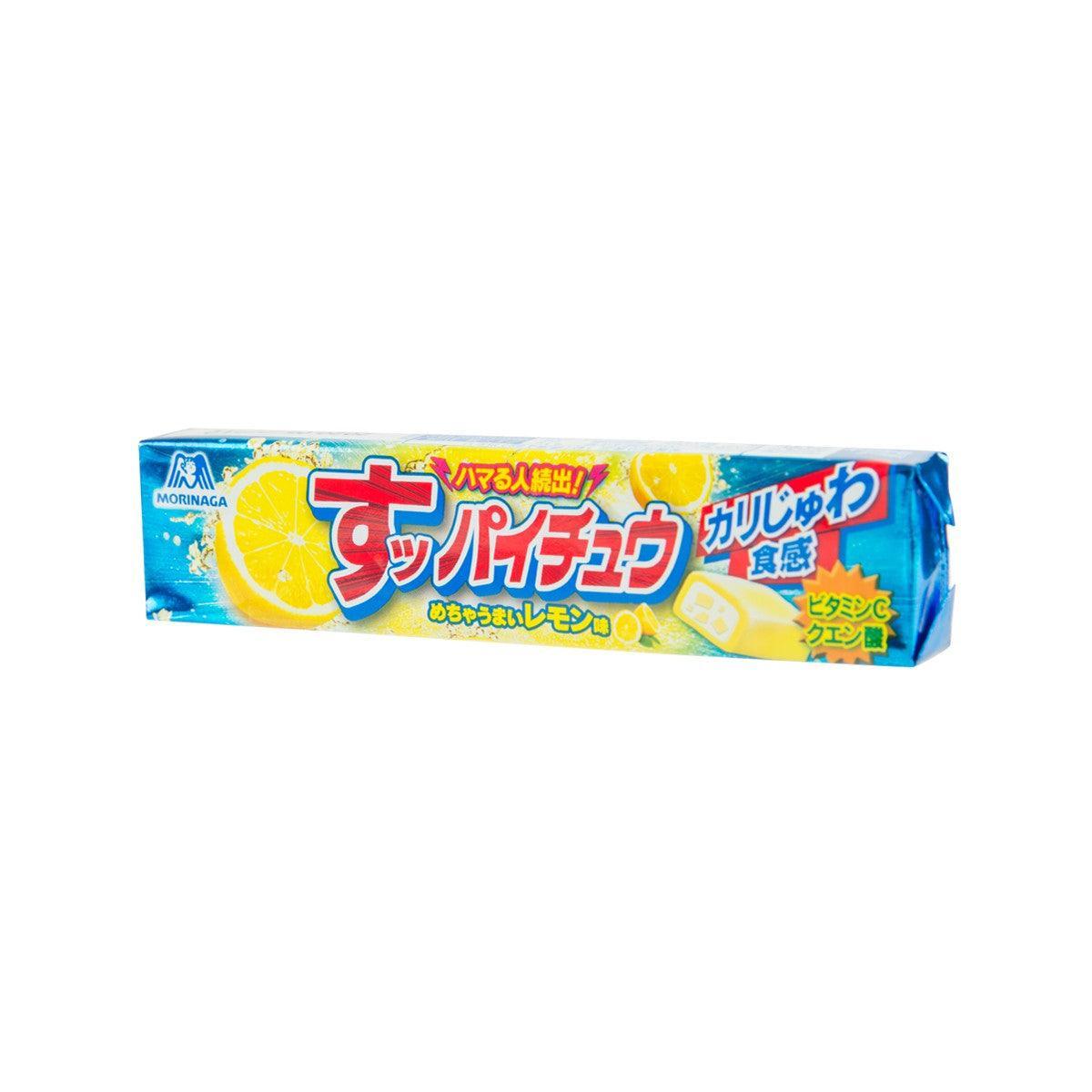 MORINAGA Hi-Chew super sour lemon candy box, front panel with lemon graphics