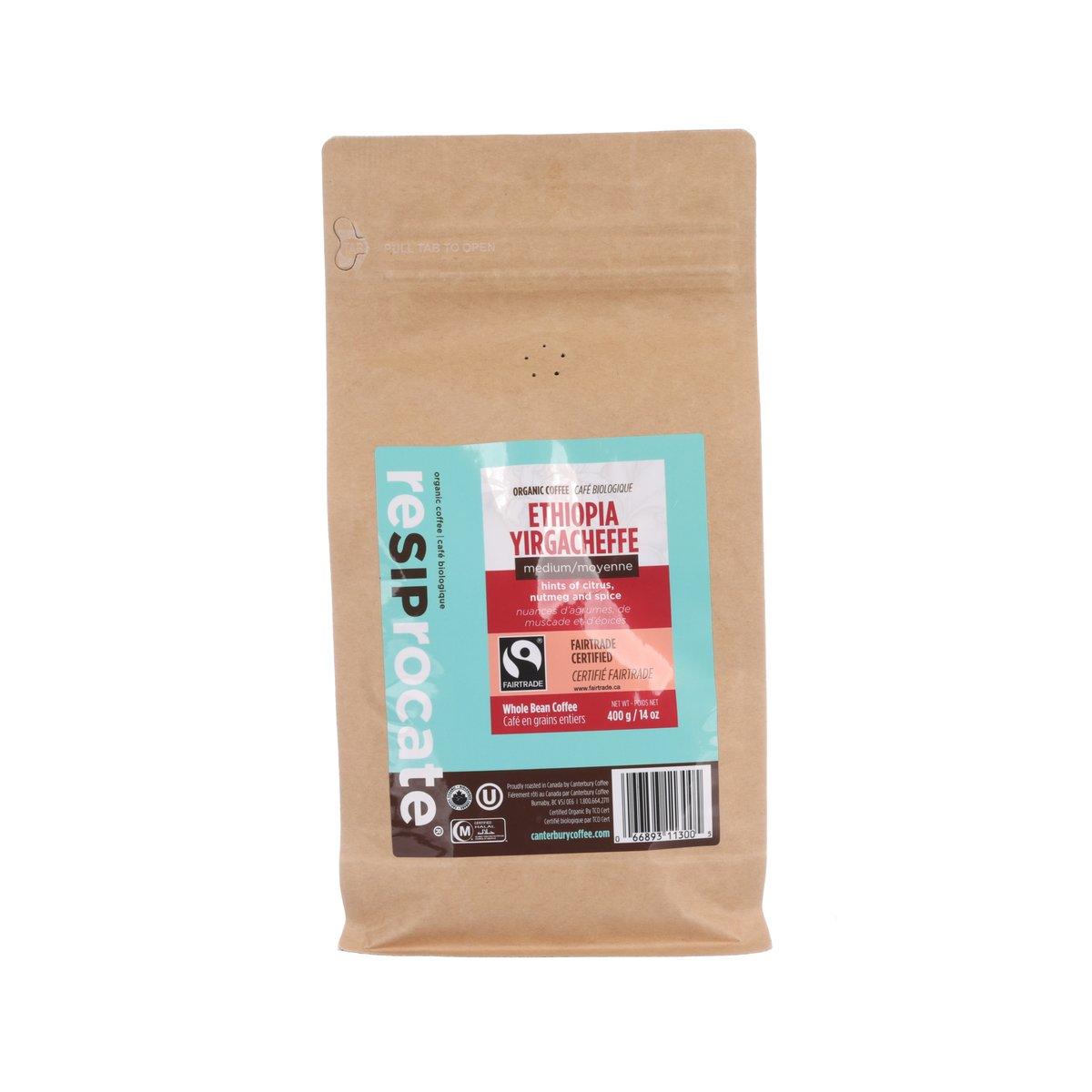 Ethiopia Yirgacheffe coffee bean bag, brown kraft paper pouch with front label