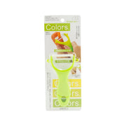 Green ceramic peeler in retail packaging, yellow-green handle with ceramic blade