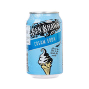 Blue cream soda soft drink can with BEN SHAW’S logo
