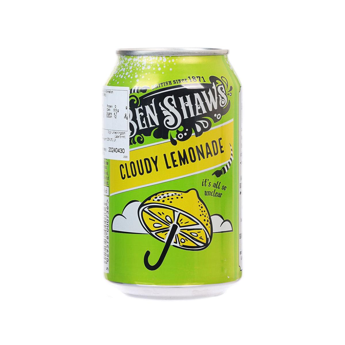 BEN SHAWS Cloudy Lemonade soft drink can, green with lemon graphic, silver top