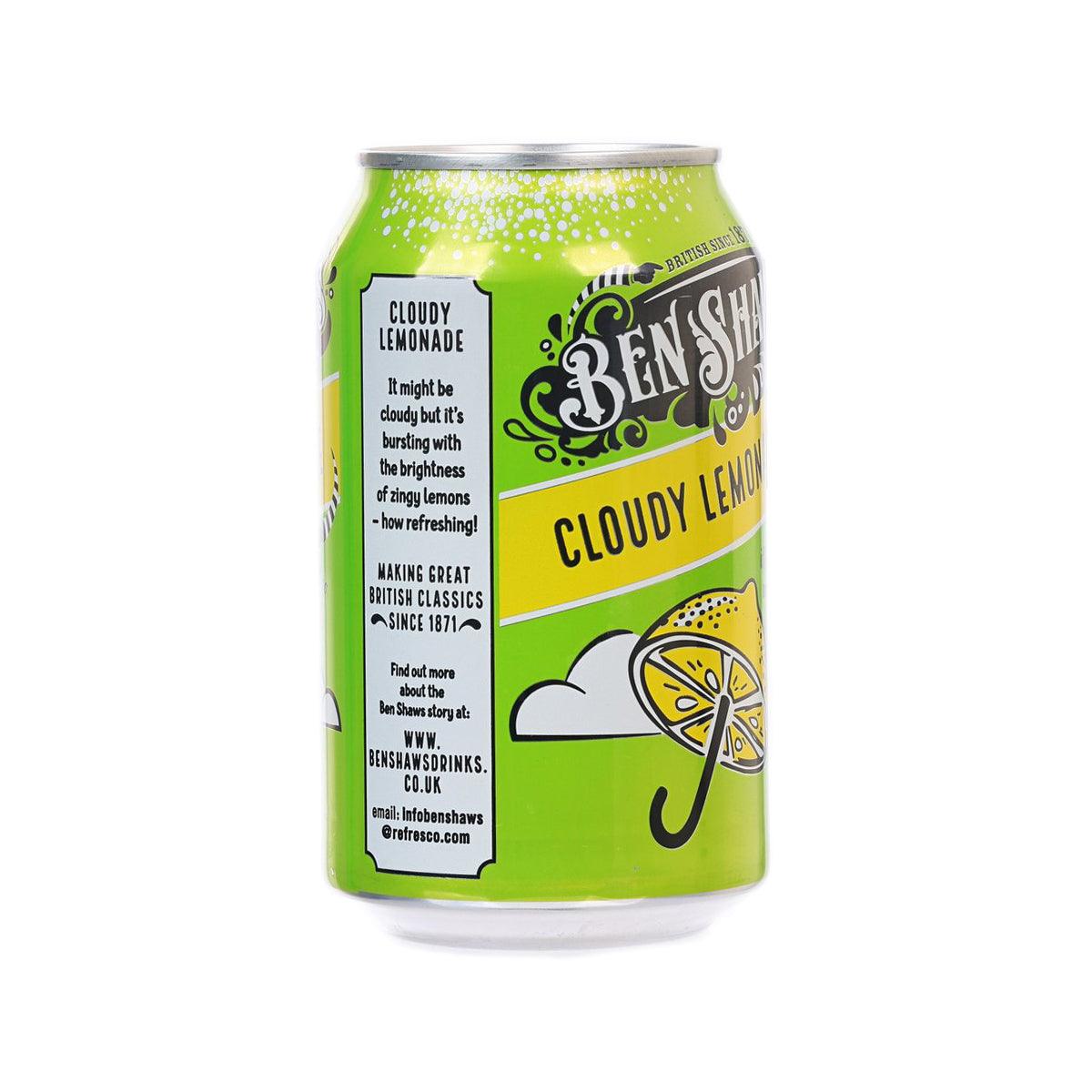 BEN SHAWS Cloudy Lemonade can back, green with text blocks and lemon slice