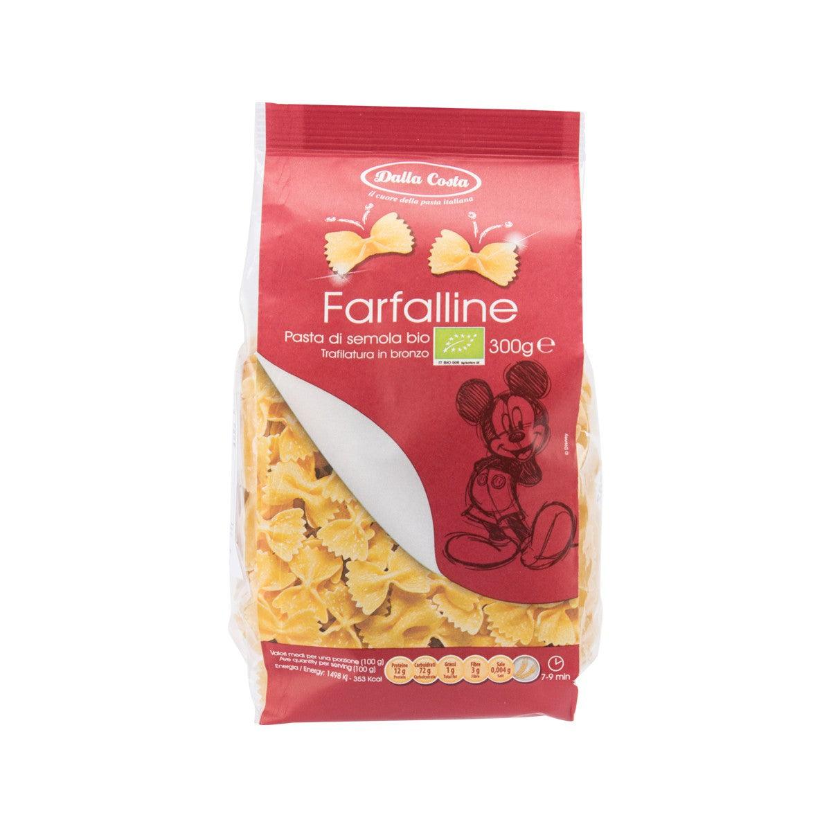 DALLA COSTA organic farfalline pasta pouch with Mickey Mouse bow-tie pasta