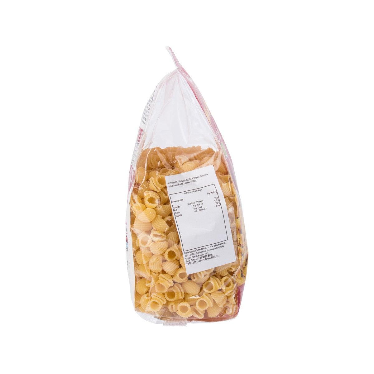 Dalla Costa organic semolina lumachine pasta, 300g clear-window pouch with pasta