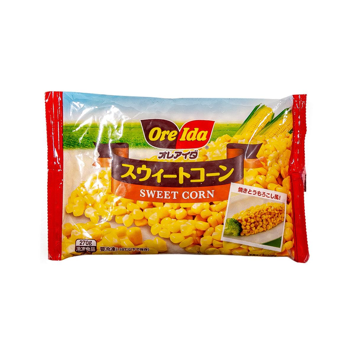 Frozen sweet corn pouch with ORE-IDA branding and sweet corn image, 270 g