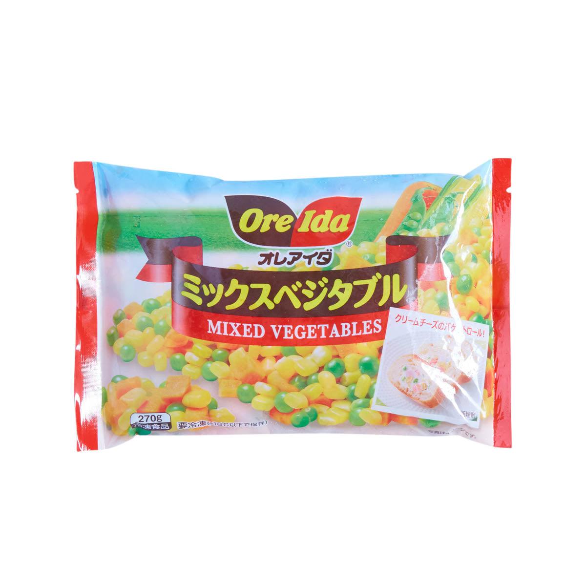 ORE-IDA frozen mixed vegetables 270g bag with colorful veggie print