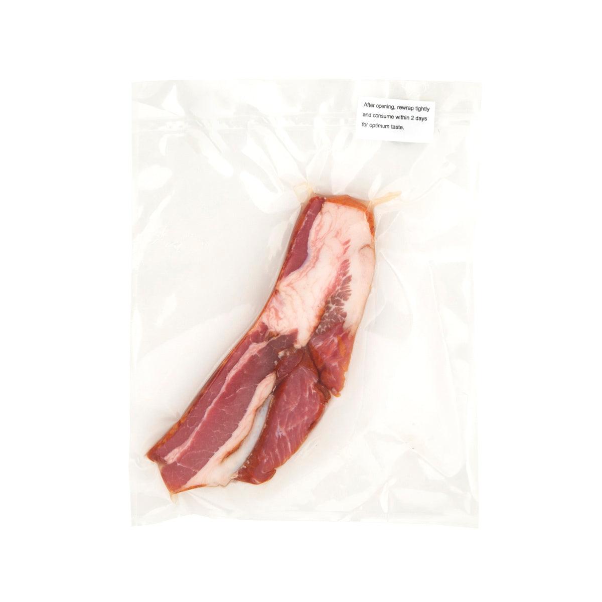 SALAISONS BENTZ smoked streaky bacon strips in clear packaging bag