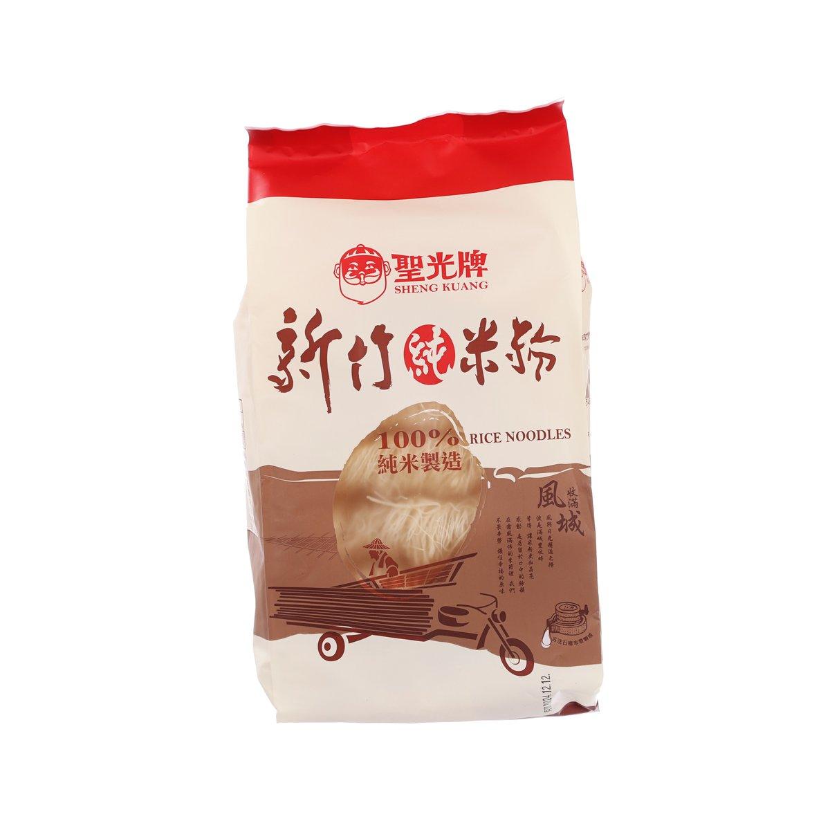 SHENG KUANG 100% rice noodles bag with red top and front noodle illustrations