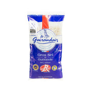 Coarse grey sea salt bag, LE GUERANDAIS Red Label, front label, 800g