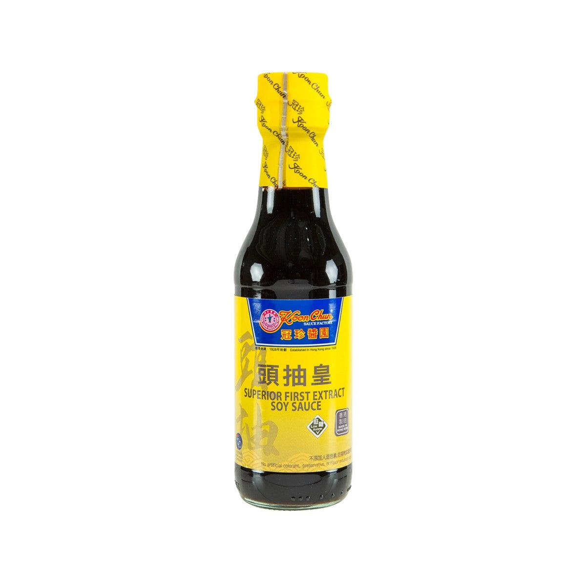 KOON CHUN SAUCE FACTORY premium soy sauce bottle, 250 mL, dark glass