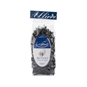 Squid ink riccioli pasta in sealed bag with front brand and product label