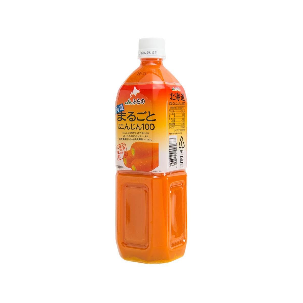 FURANO carrot juice bottle, back label view, 900 mL PET