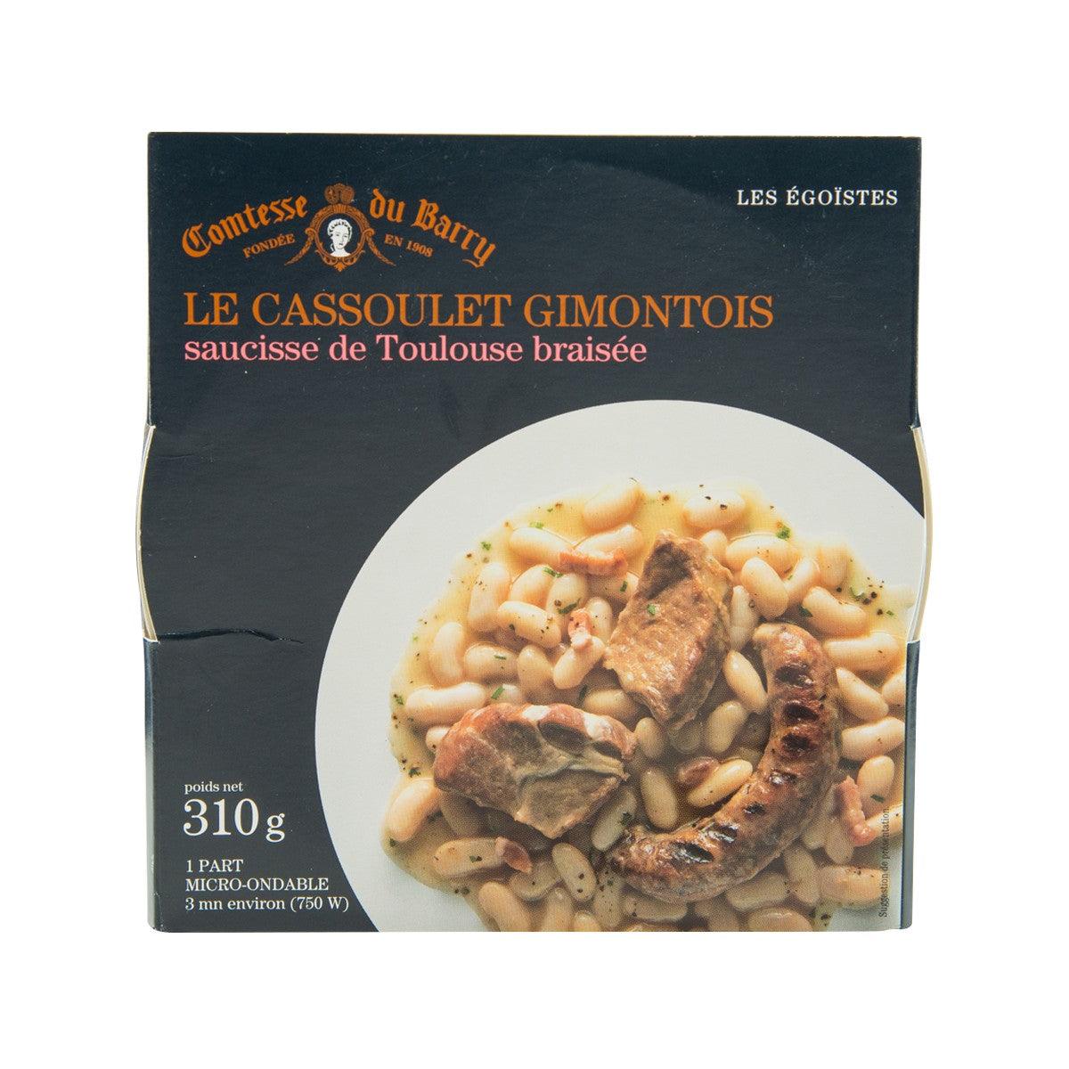 Boxed cassoulet with Toulouse sausage, 310 g, front label and serving photo