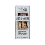 Mini linguette flatbread box with onion flavor, front view