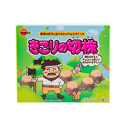 BOURBON tree-stump chocolate snack box, green with character artwork