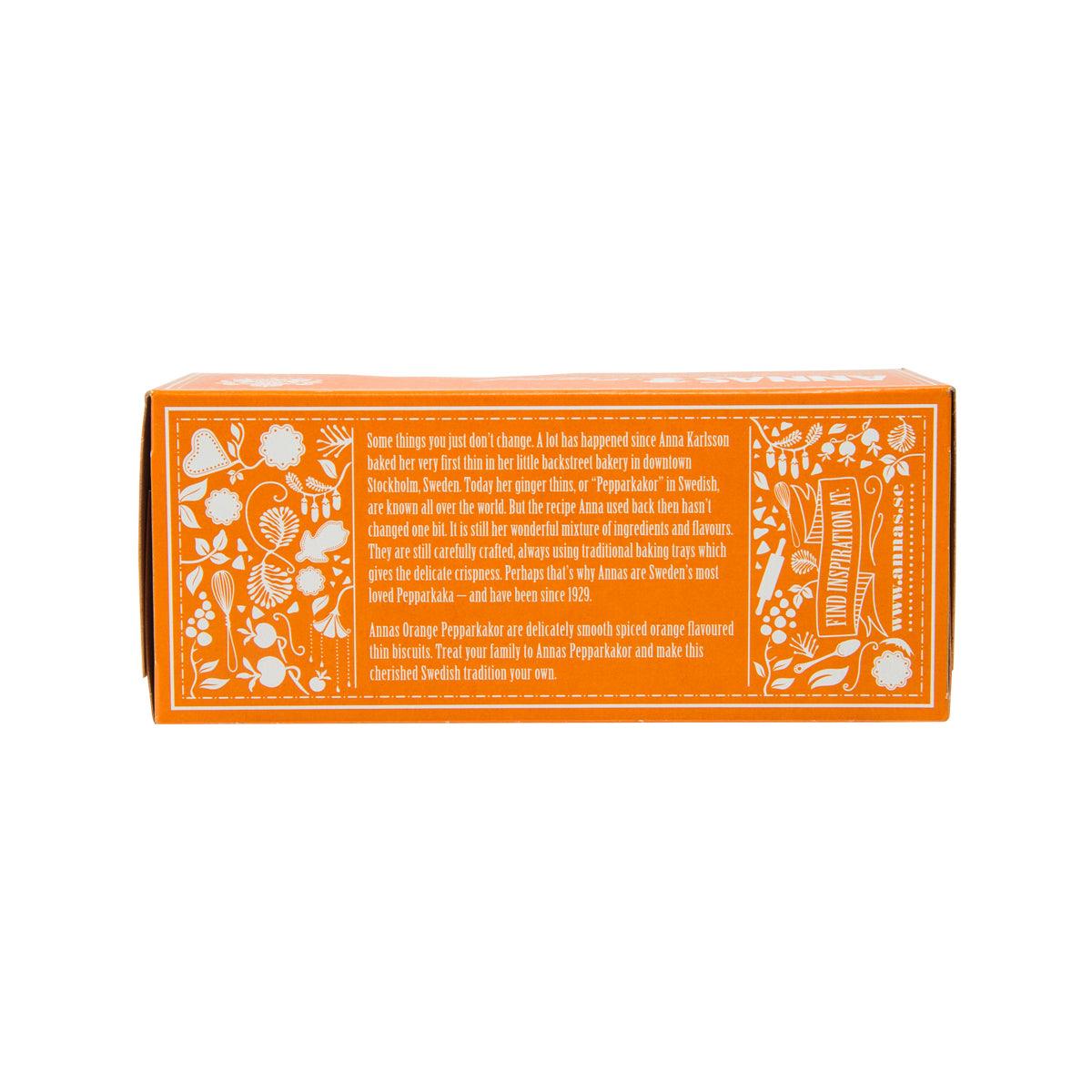 Orange thins cracker box with patterned back panel and small ingredient text