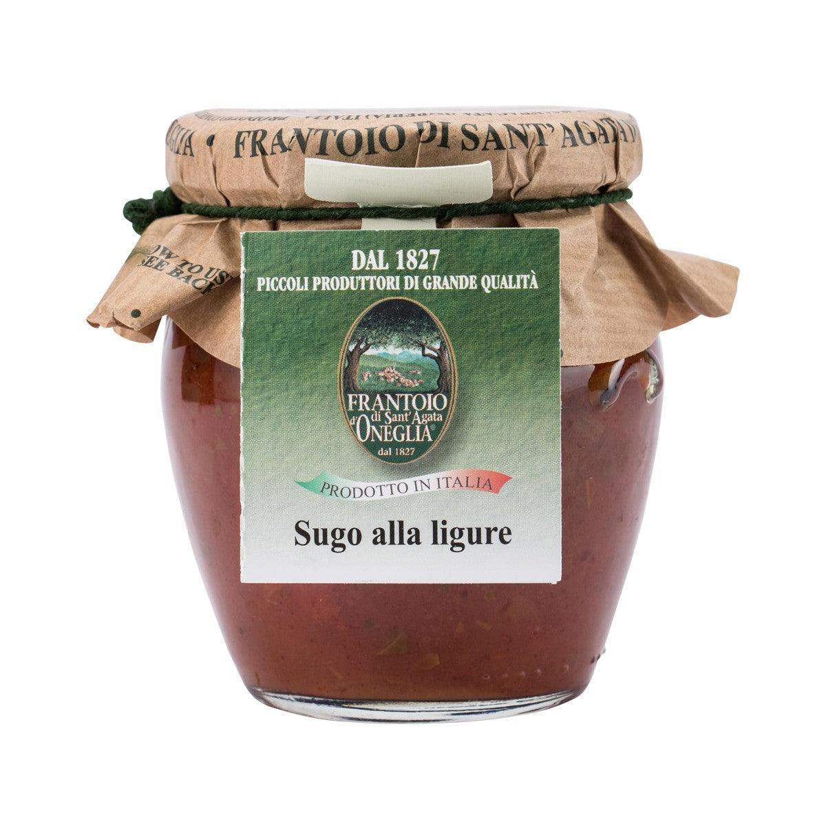 Ligurian sauce jar with green label and glass jar, 180g
