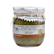 ANFOSSO pesto sauce jar with basil PDO, glass jar with front label, 180g