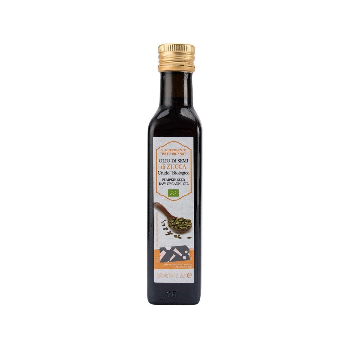 IL NUTRIMENTO organic pumpkin seed oil 250 mL bottle with gold cap