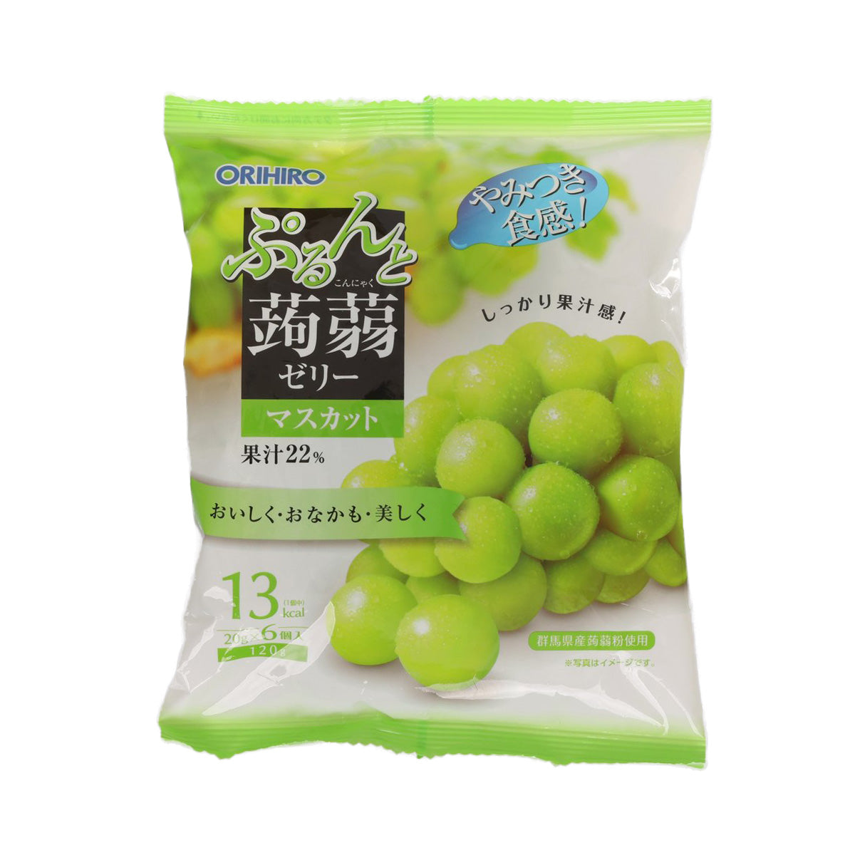 ORIHIRO konnyaku jelly sachet, Shine Muscat grapes, 120g, green