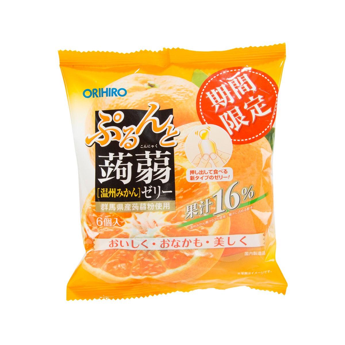ORIHIRO konnyaku jelly pouch, Unshu mikan orange flavor, 6 servings