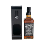 Jack Daniel's Tennessee whiskey bottle with black cap and matching box, 700 mL.