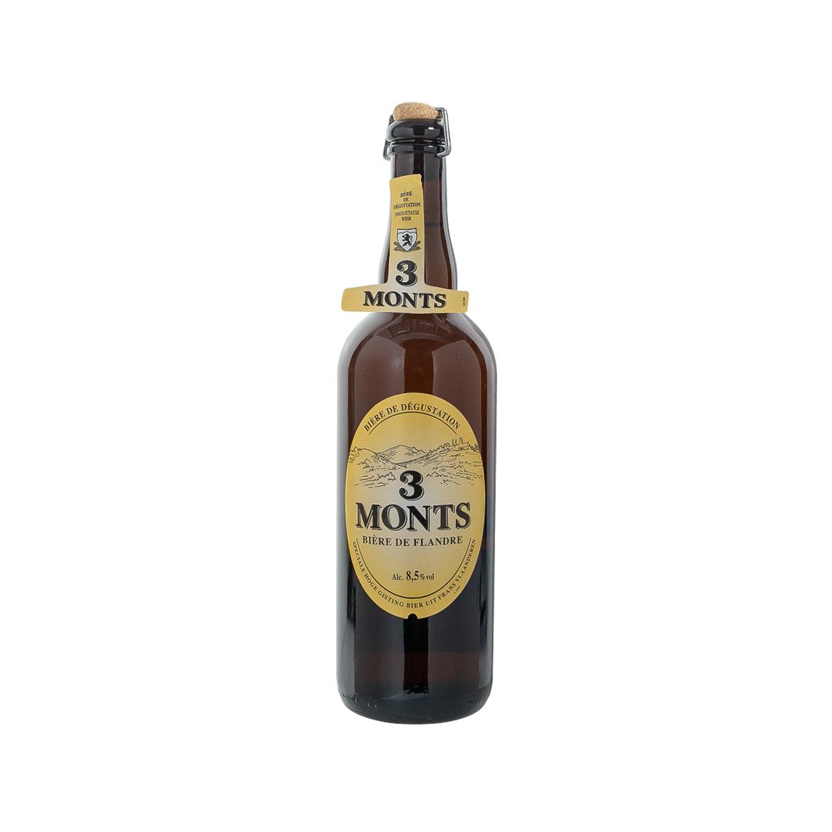 Beer bottle with amber glass and 3 MONTS front label, 750 mL