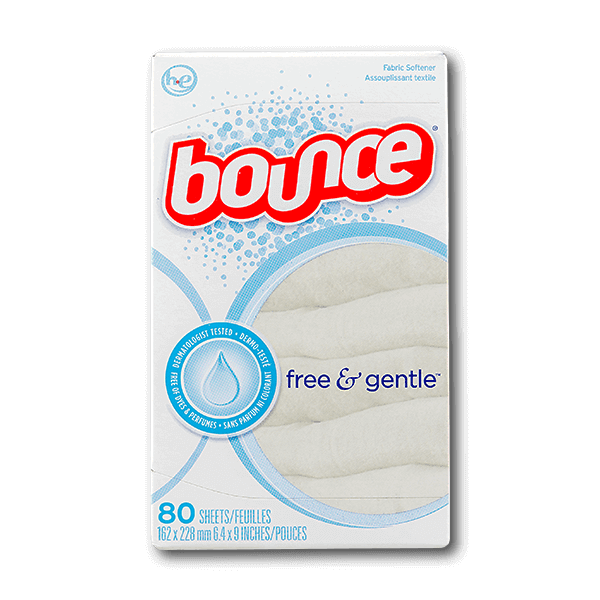 Bounce fabric softener sheets, unscented, 80-count Free & Gentle