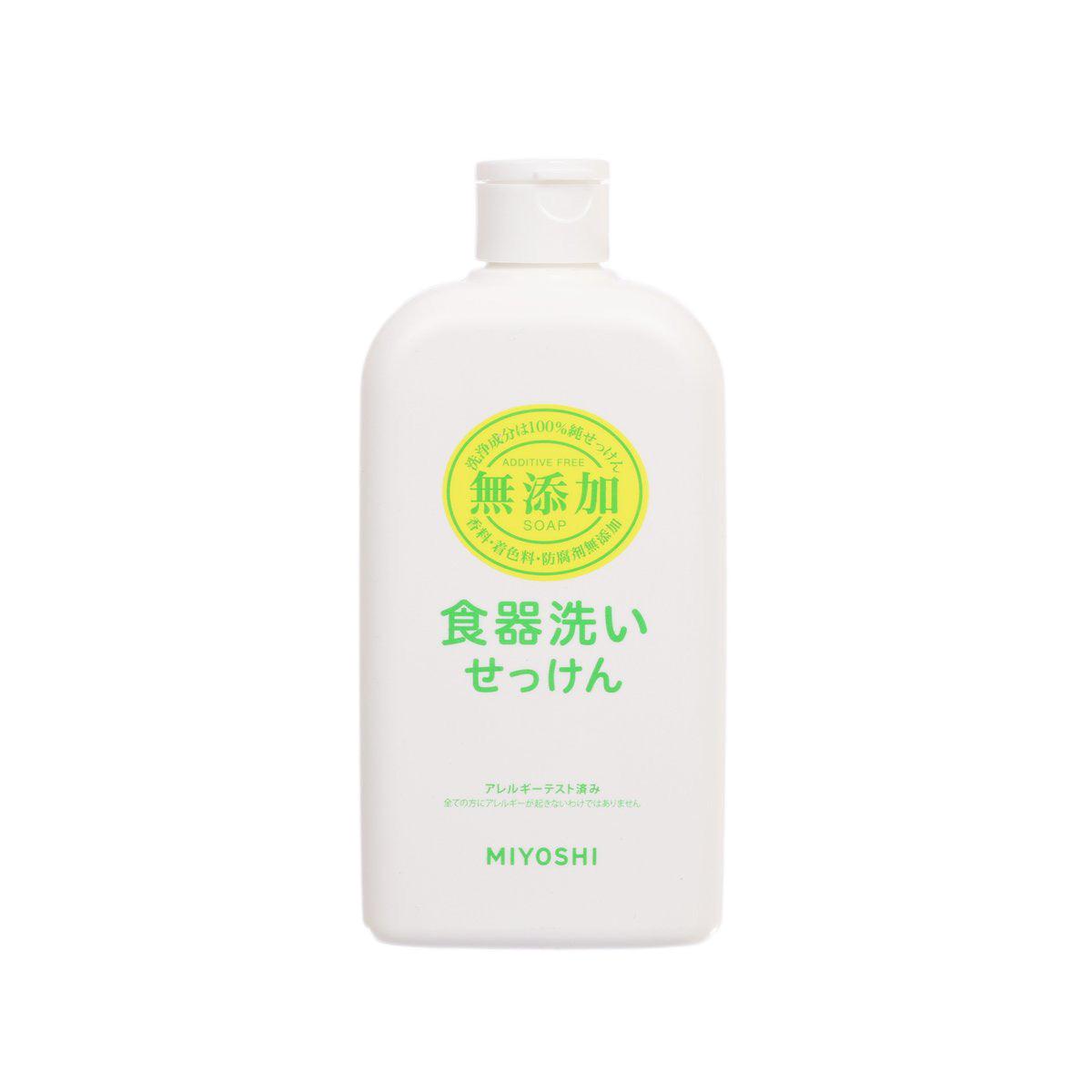 MIYOSHI additive-free dishwashing soap bottle, white 370 mL, front label