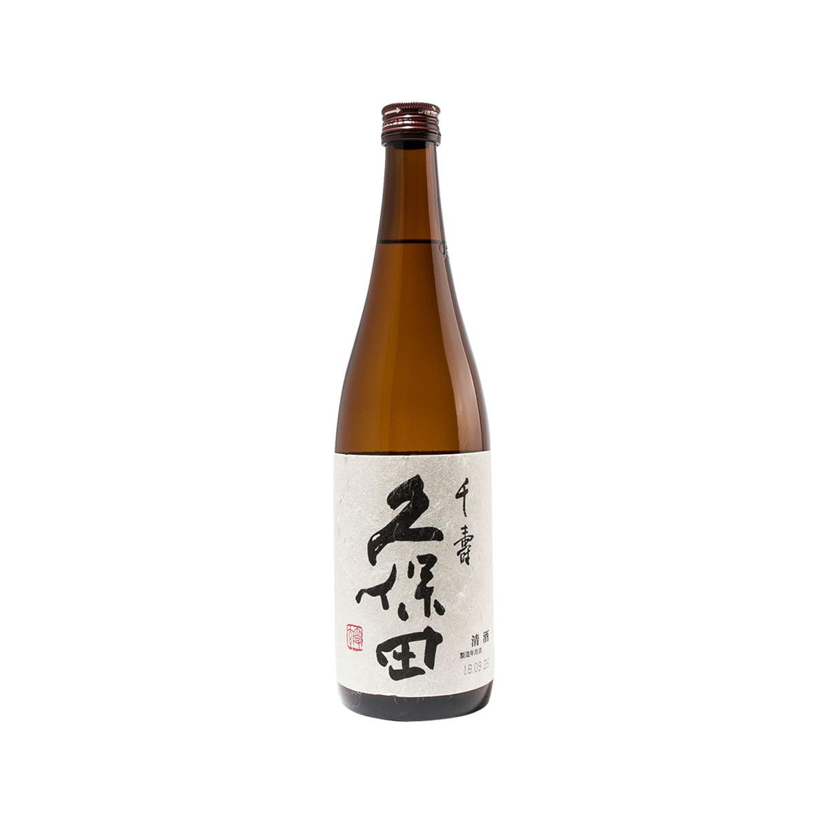 Senju Ginjo sake bottle (720 mL), brown glass with Japanese calligraphy label