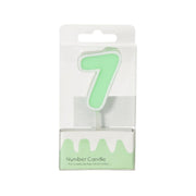 CUXCO number candle 7, mint green wax candle with drip-style base