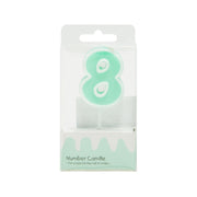 CUXCO number 8 candle, mint green wax with wick on small stand