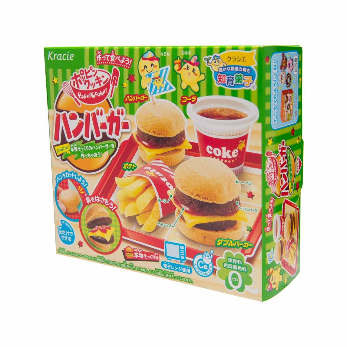 KRACIE kitchen hamburger DIY candy box, angled front with burger and Coke cup graphic.