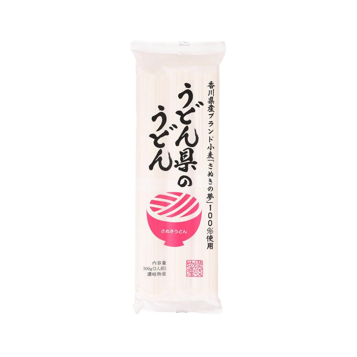 Pack of udon noodles with front label and pink swirl logo