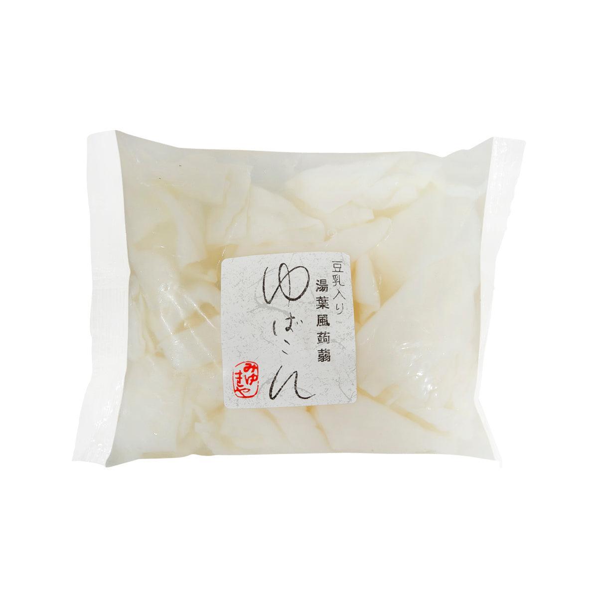 Soymilk konnyaku in white sealed pouch, front label