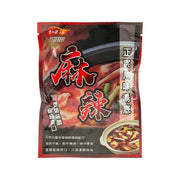 Sichuan spicy pot seasoning mix pouch, red front with chili flavor graphics