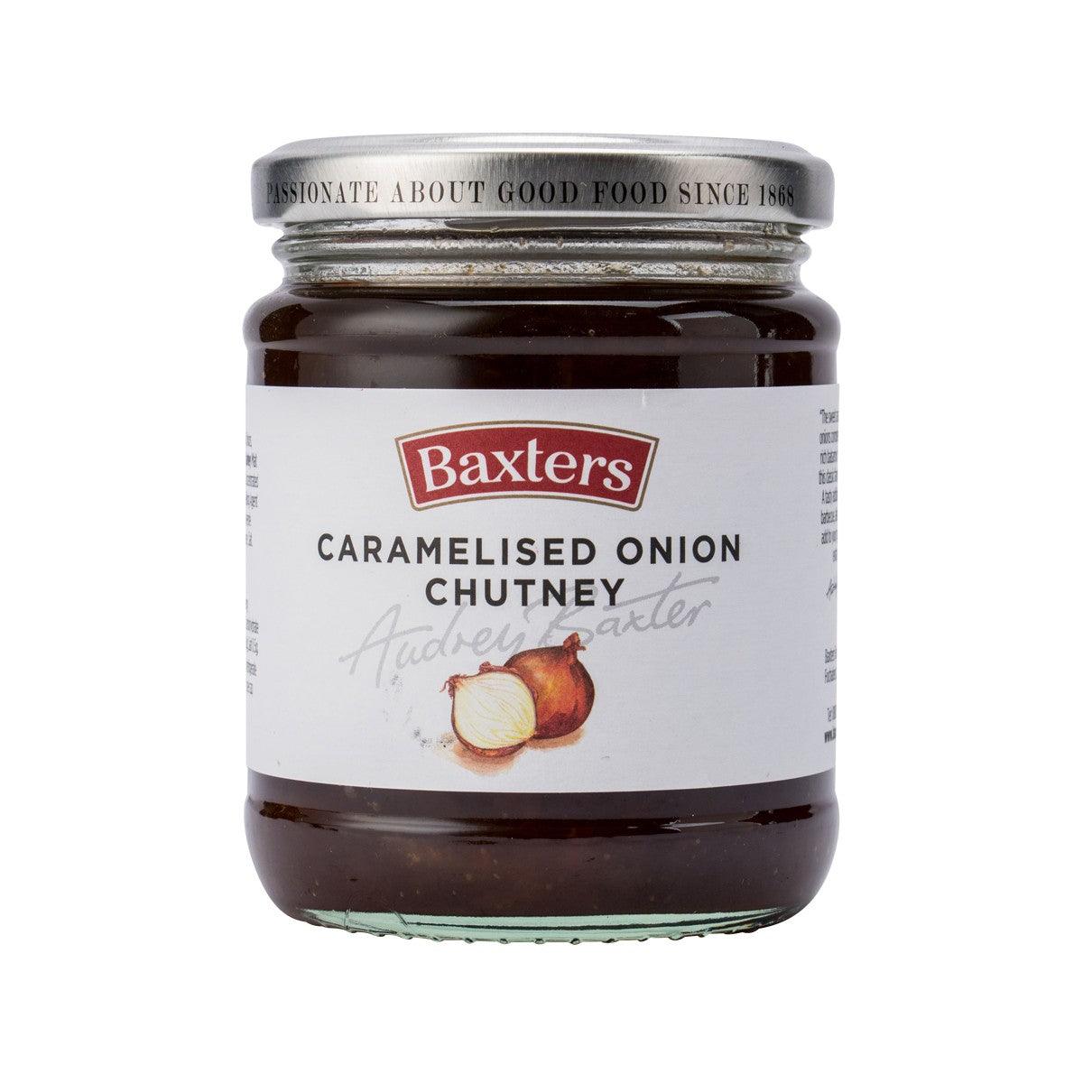 BAXTERS caramelised onion chutney jar with glass lid and label, 290g