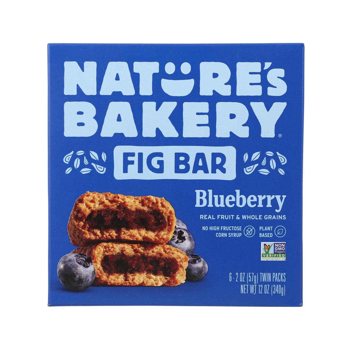 NATURE'S BAKERY Blueberry fig bar box, blue package with twin bar photo