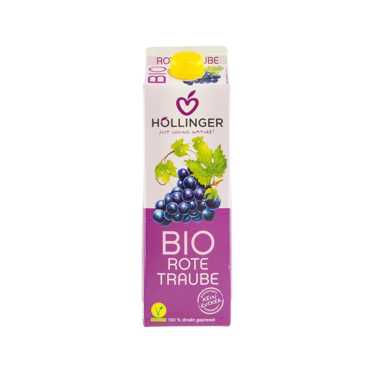 Organic red grape juice 1L carton with BIO label and grape illustrations