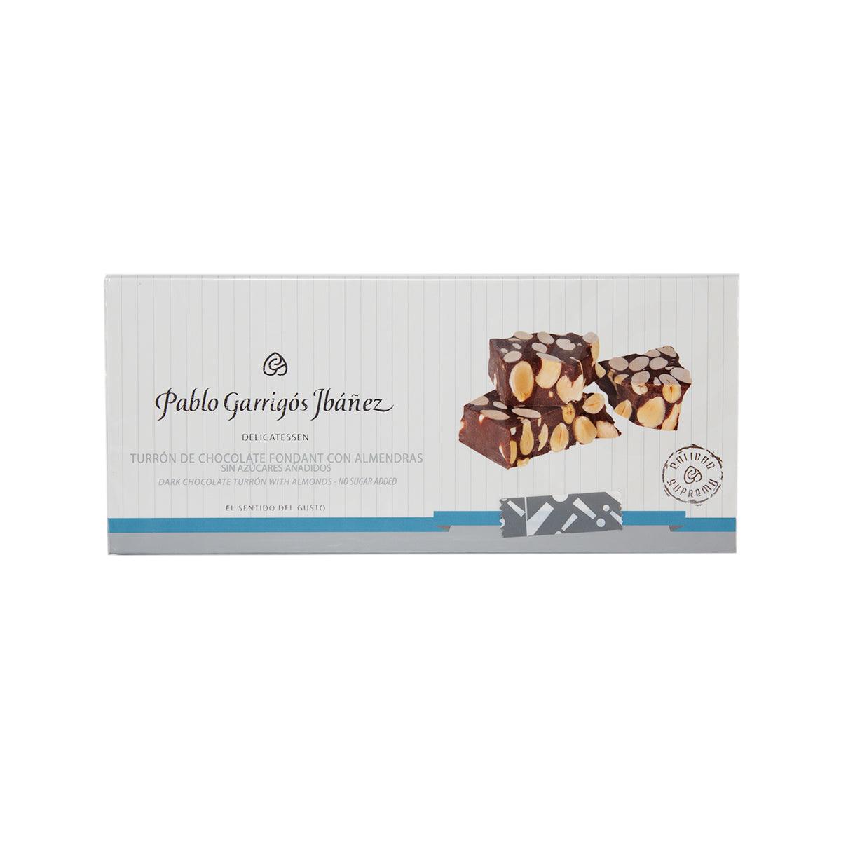 No sugar added dark chocolate turron with almonds, 200 g box