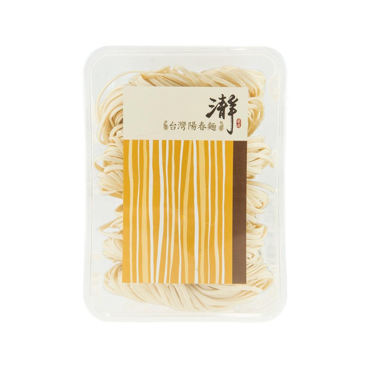 CHING Taiwan Yang Chun noodles, clear plastic tub with pale yellow noodle strands