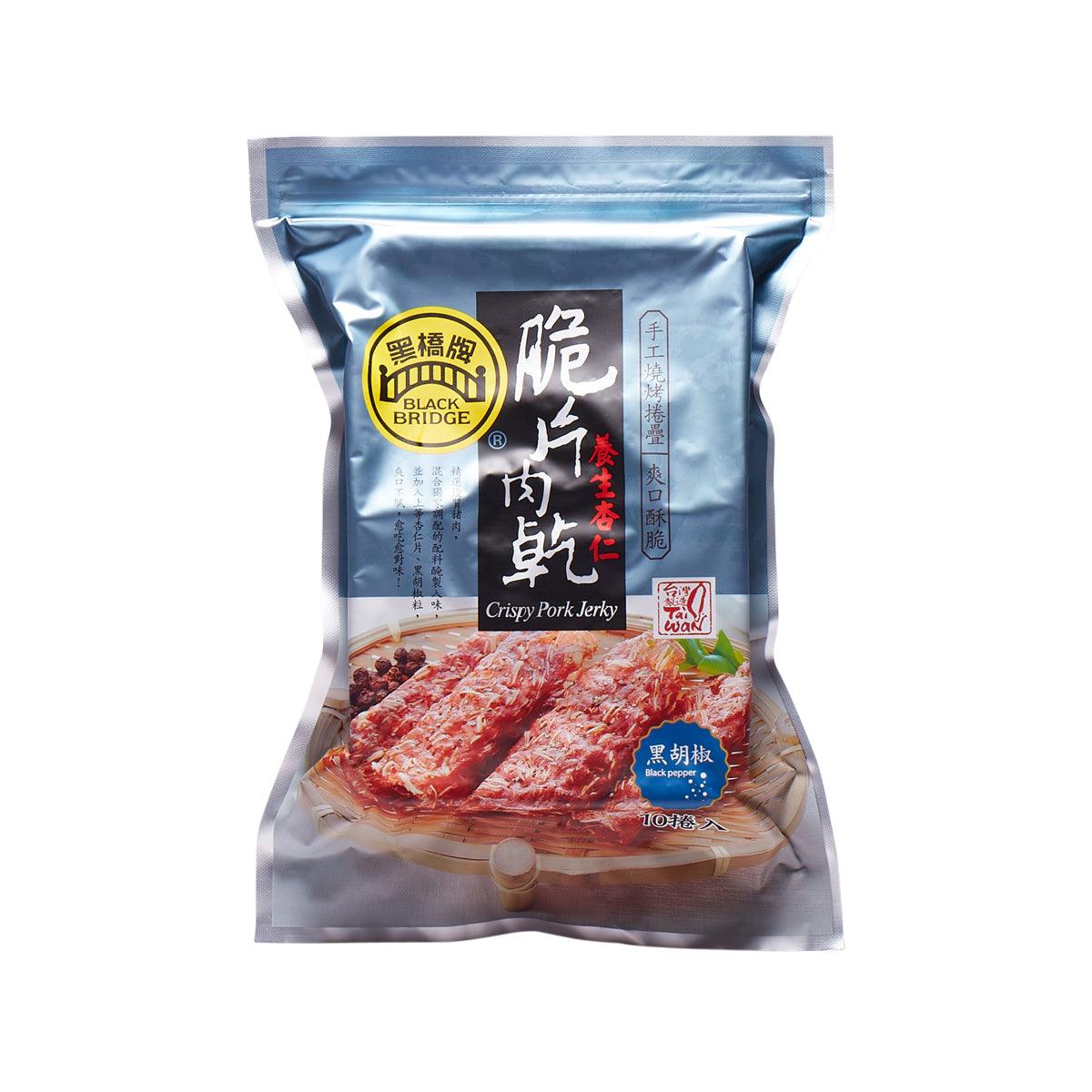 Black Bridge crispy pork jerky pouch with dark seasoning, 10 pieces