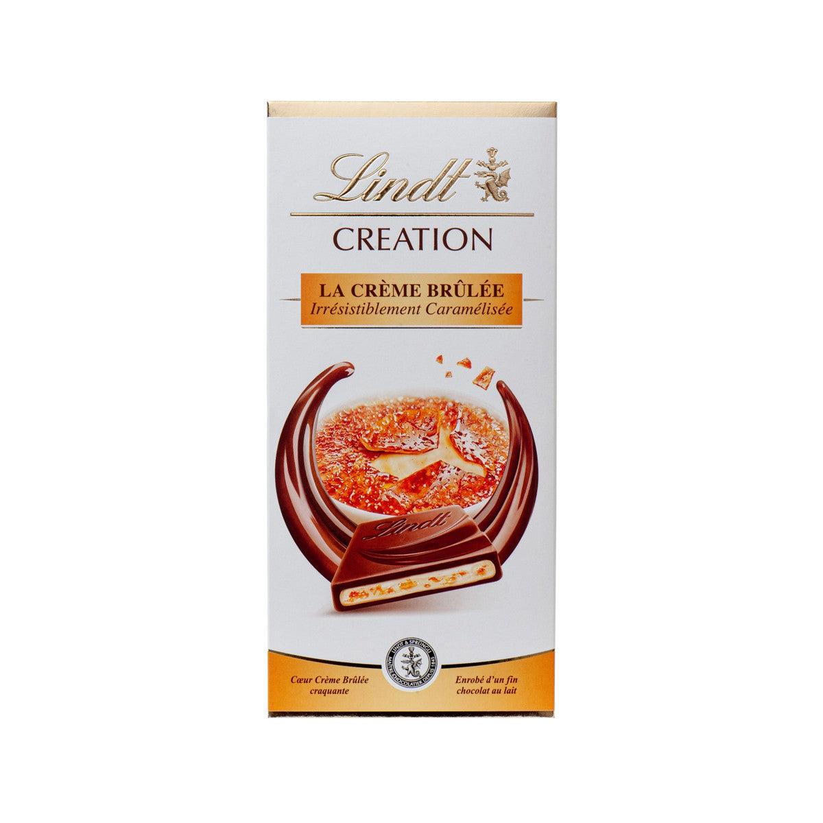 LINDT Creation milk chocolate crème brûlée bar package