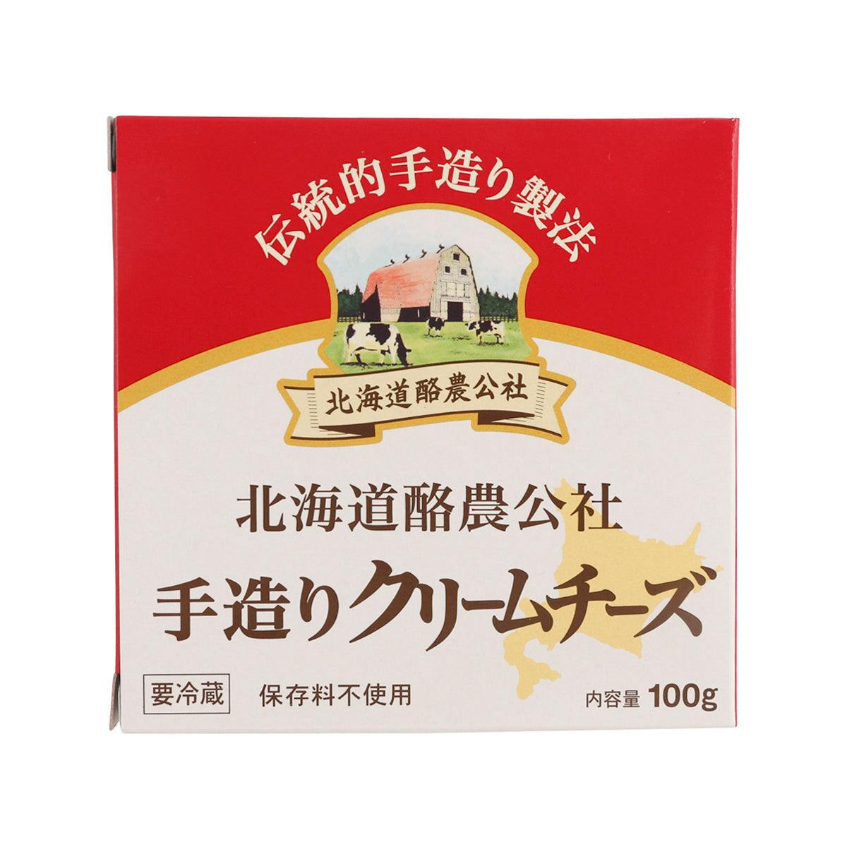 Raw milk cream cheese 100g box, red and white package with label